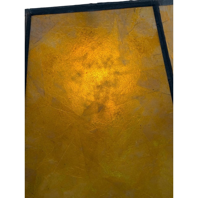 1910s Floor Lamp With Cast Brass Top and Golden Mica Shade For Sale In Los Angeles - Image 6 of 8