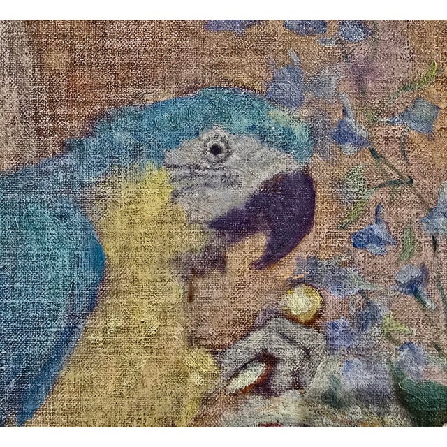 Ivory Montague Hall –Exotic Parrots and Floral Still Life – Early 20th Century Oil Painting For Sale - Image 8 of 12