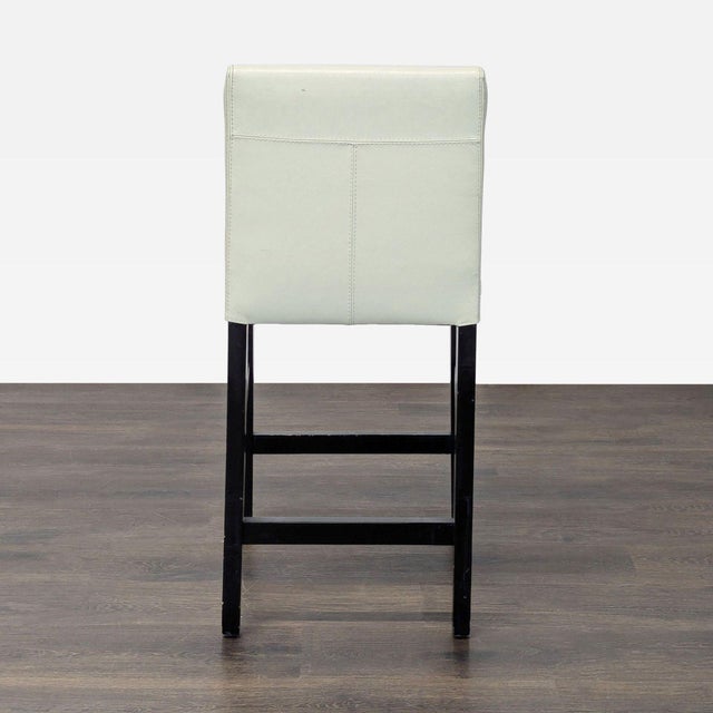 2010s Crate & Barrel Leather Bar Stool With Wood Legs For Sale - Image 5 of 7