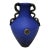 1980s Design Guild Romania 14" Cobalt Blue Scavo Glass Amphora Vase With Serpentine Handles For Sale