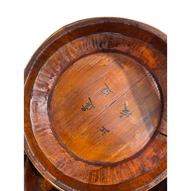 Antique Chinese Round Wedding Basket Two Tier 18” Tall For Sale In New York - Image 6 of 8