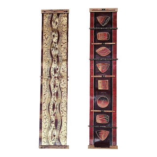 Contemporary Mixed Media Wall Art Pair, 3d Fiber Glass Wood, Usa For Sale