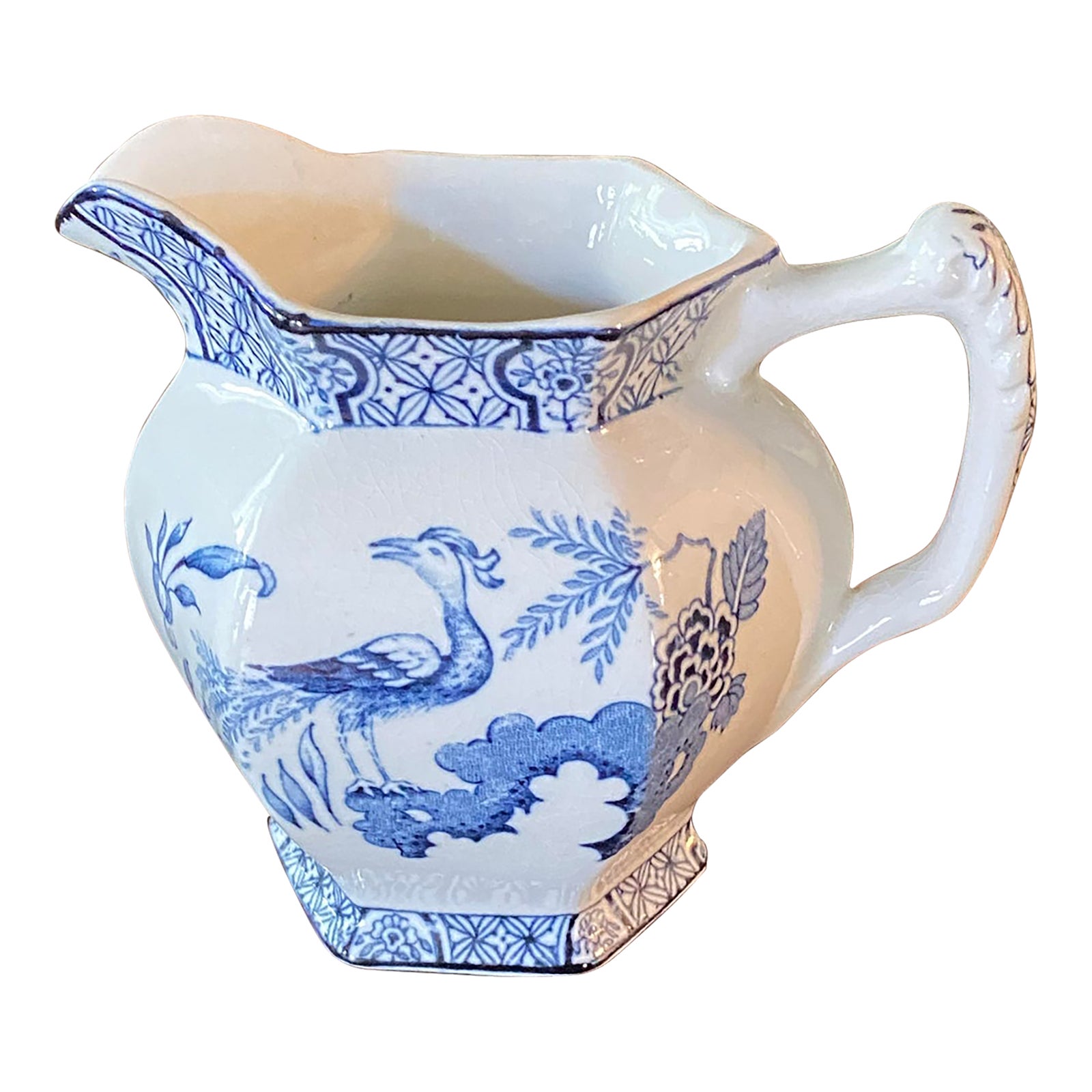 Antique Wood & Sons Yuan Hexagonal Creamer Pitcher 1920's Blue and ...