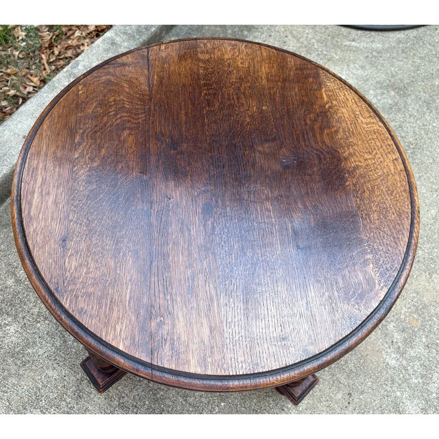 Vintage English Barley Twist Round Side Table For Sale - Image 9 of 11