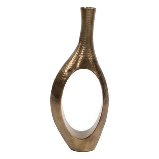 Asymmetrical Aluminum Bronze Vase - Large For Sale
