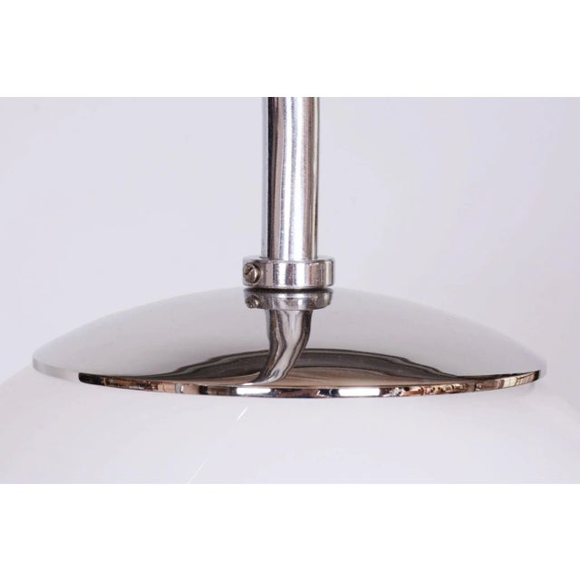 Czech Chrome Floor Lamp in Steel & Milk Glass, 1930s For Sale - Image 10 of 11
