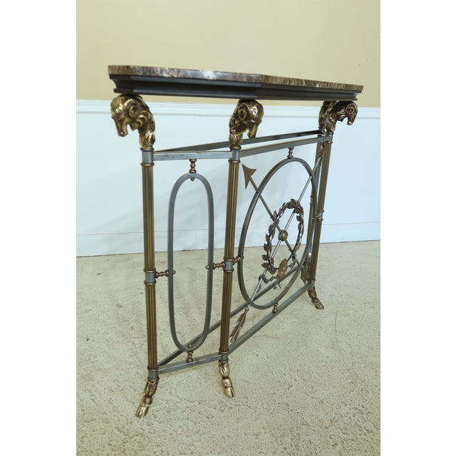 Regency Rams Head Brass Iron Marble Top Console Table Chairish