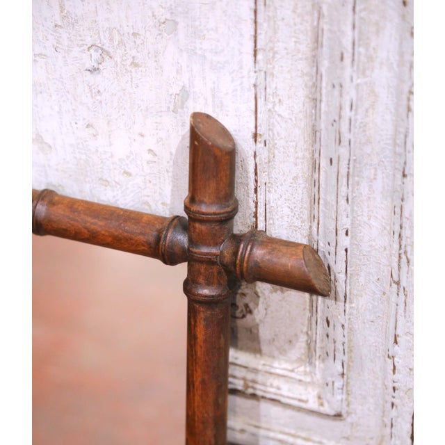 French Early 20th Century French Faux Bamboo Walnut Wall Mirror For Sale - Image 3 of 6