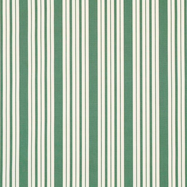 SAMPLE - Schumacher X Mark D. Sikes Markie Stripe Fabric In Emerald For Sale