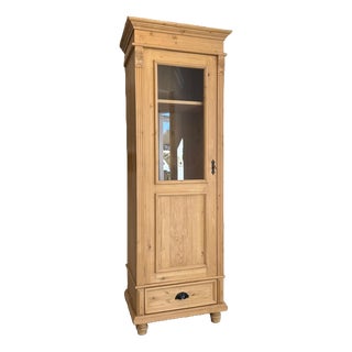 Farmhouse Display Cabinet in Natural Wood For Sale