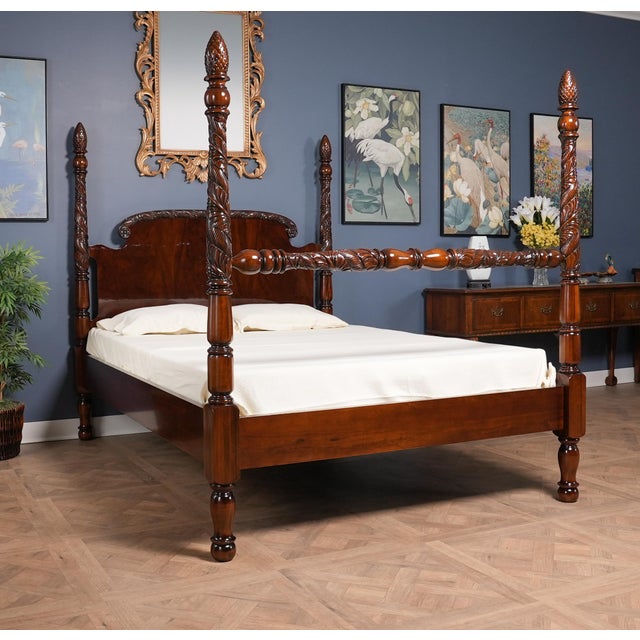 Niagara Furniture Queen Size Poster Bedframe For Sale - Image 6 of 11