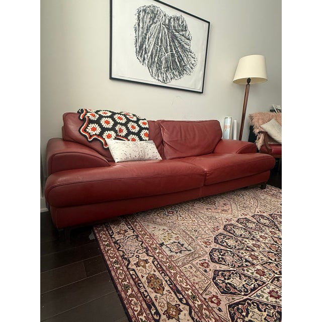 Italian Roche Bobois Italian Leather Sofa - Oxblood/Rust - Excellent Condition For Sale - Image 3 of 6