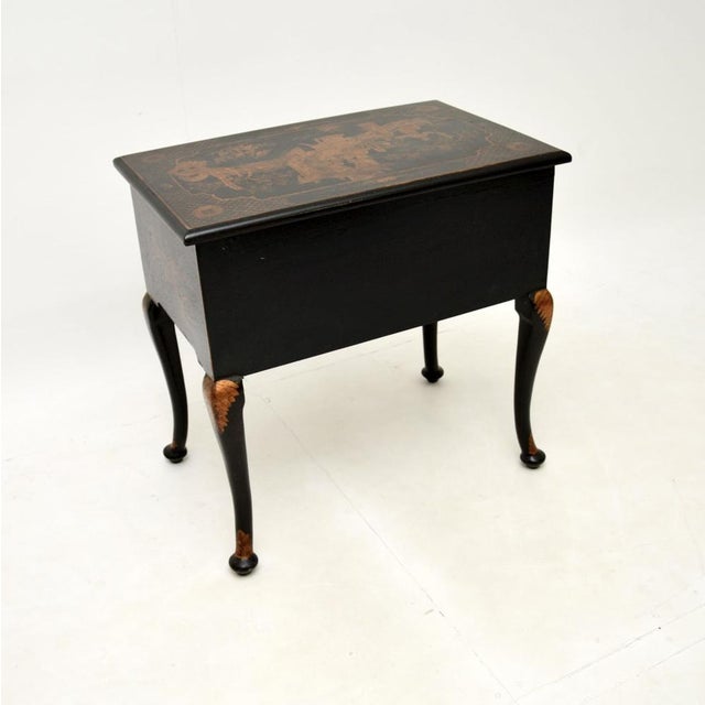 Lacquered Chinoiserie Lowboy Side Table, 1950 For Sale - Image 4 of 12
