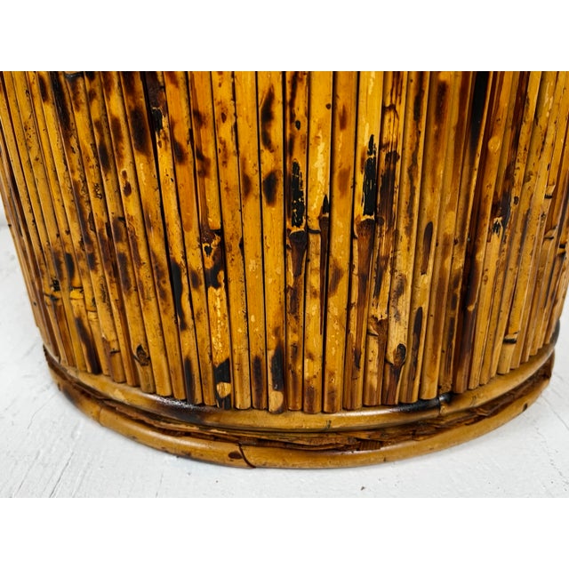 Vintage Burnt Bamboo Umbrella Stand Vase For Sale - Image 4 of 8