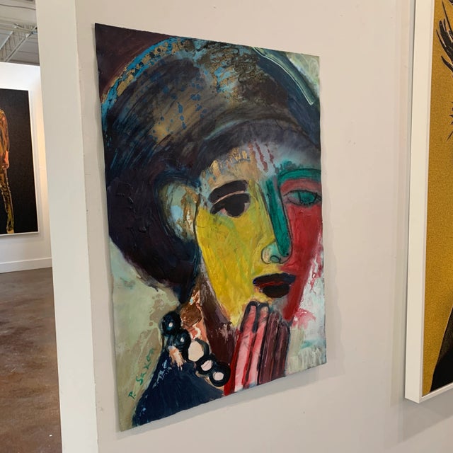 2020s Contemporary Expressionist Portrait Mixed-Media Painting on Paper by Phil Saxon For Sale - Image 5 of 8