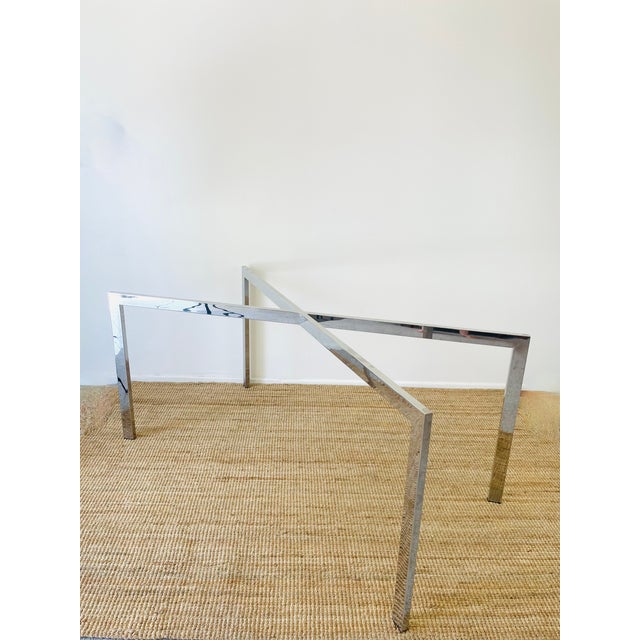 1970s Vintage 1970s Milo Baughman Style Chrome X Base Mid Century Modern Chrome Dining Table Base For Sale - Image 5 of 10