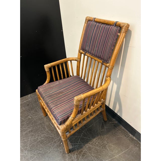 Mid-Century Modern 1970s Henredon Bamboo Rattan Captain’s Chairs For Sale - Image 3 of 7