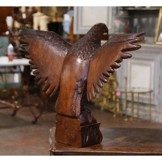 Early 19th Century French Carved Oak Imperial Eagle Sculpture For Sale - Image 9 of 12
