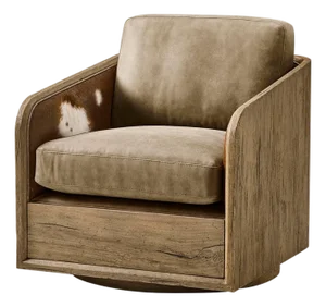 Rustic Modern Leather Swivel Armchair