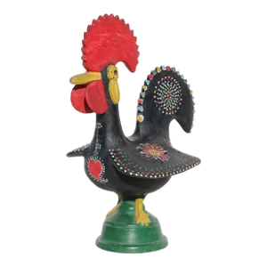 19th Century, Hand Painted Earthenware Lovely Rooster Depicting a Key to the Heart