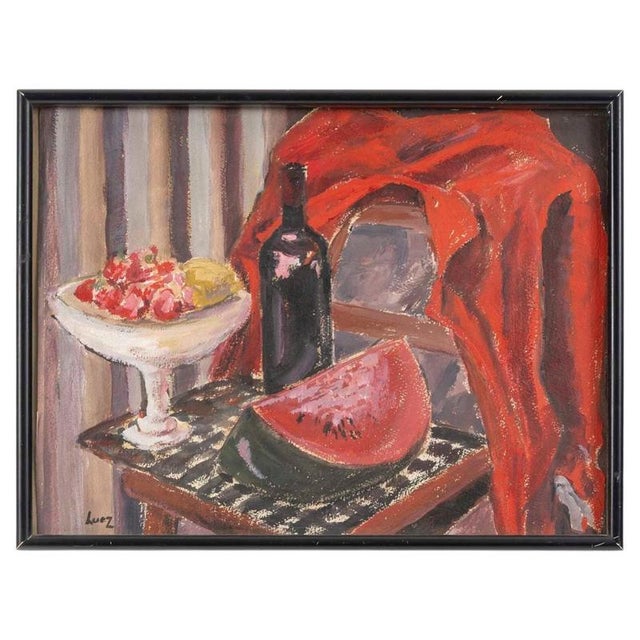 Evelyne Luez, Still Life, 20th Century, Watercolor on Paper, Framed For Sale - Image 8 of 8
