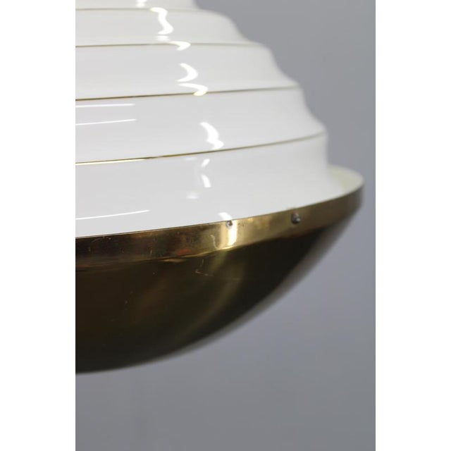 Vintage Brass Pendant Light with Opaline Glass Diffuser, 1950s For Sale - Image 13 of 16