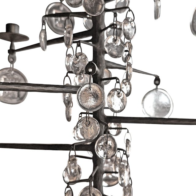 Metal Eleven Arm Chandelier by Erik Höglund for Boda Glasbruk, Sweden For Sale - Image 7 of 17