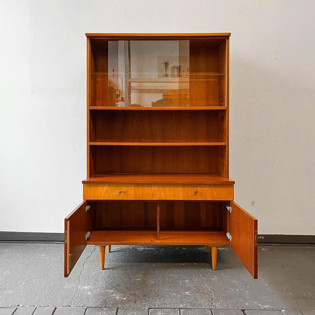 Cherry Bookcase with Display Case, 1960s For Sale - Image 5 of 18