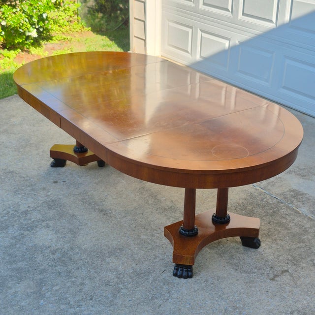 Neoclassical 1992 Baker Furniture Palladian Oval Extension Dining Table French Empire Biedermeier Neoclassical For Sale - Image 3 of 18