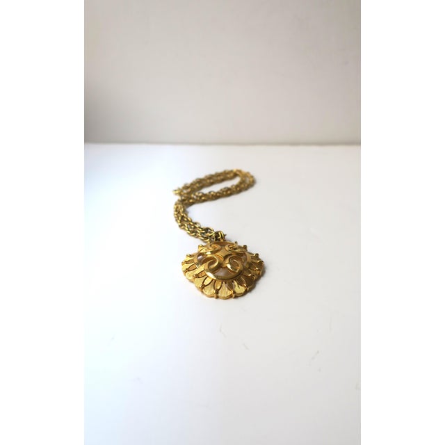 Gold Bohemian Pendant Necklace Trifari, Mid-20th Century For Sale - Image 8 of 12