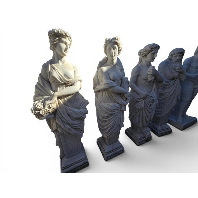 Four Seasons Sculptures in Marble, 1980s, Set of 4 For Sale - Image 4 of 8