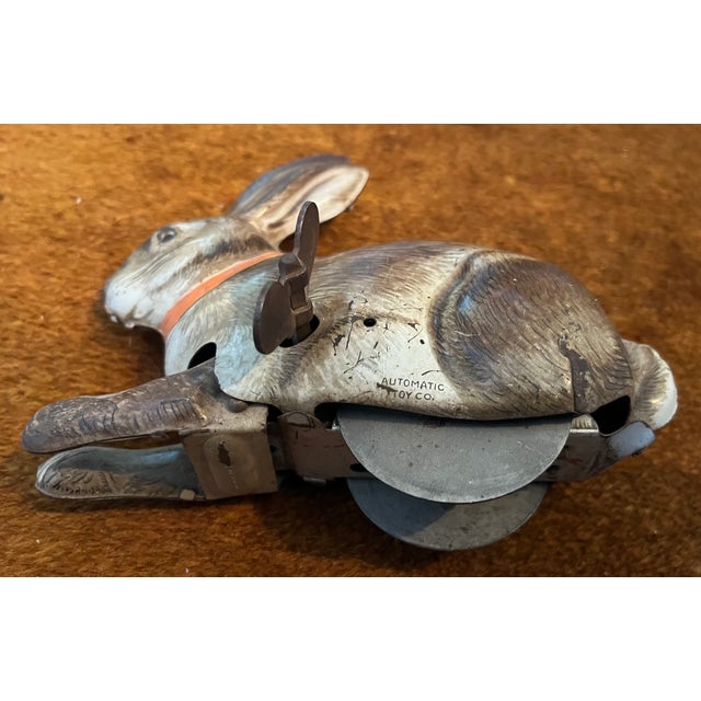 1930s Lithographed Tinplate Clockwork Bunny Rabbit or Hare by the Automatic Toy Co. Staten Island, New York Circa 1930 For Sale - Image 5 of 18