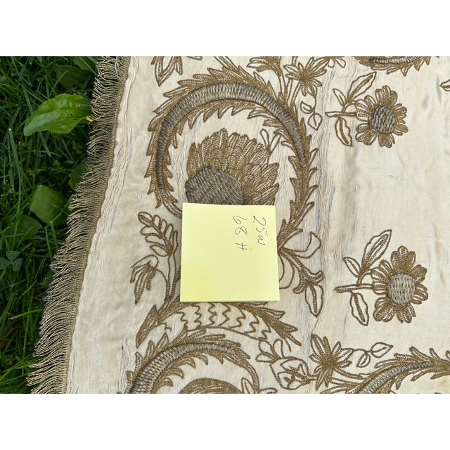 Gold Metallic Embroidered Antique Textile For Sale - Image 4 of 7