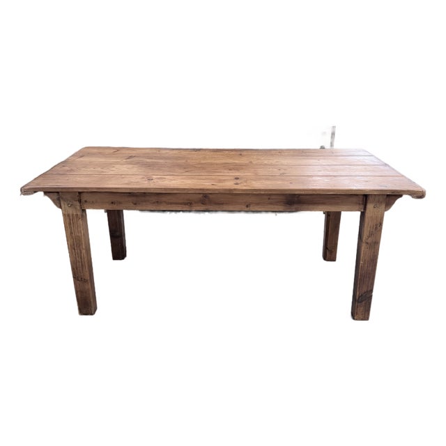 Antique Primitive Pine Farmhouse Harvest Dining Table For Sale