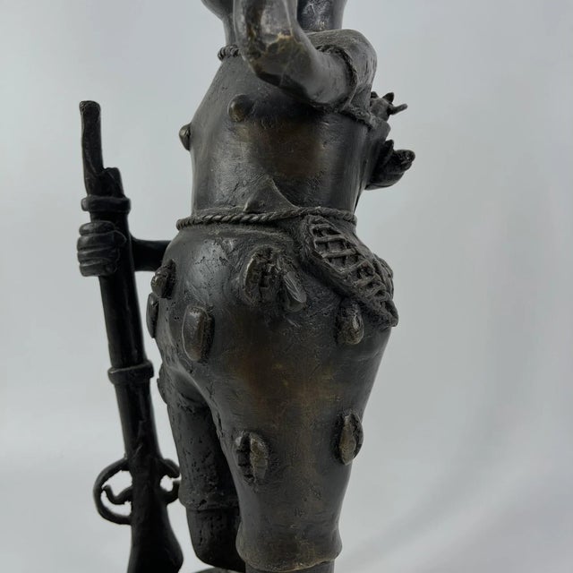 Bronze Early 20th Century Benin Bronze Warrior Figure Nigeria For Sale - Image 8 of 9