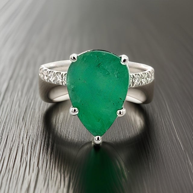 Natural Emerald Diamond Ring 6.5 14k WG 4.62 TCW Certified For Sale - Image 15 of 18