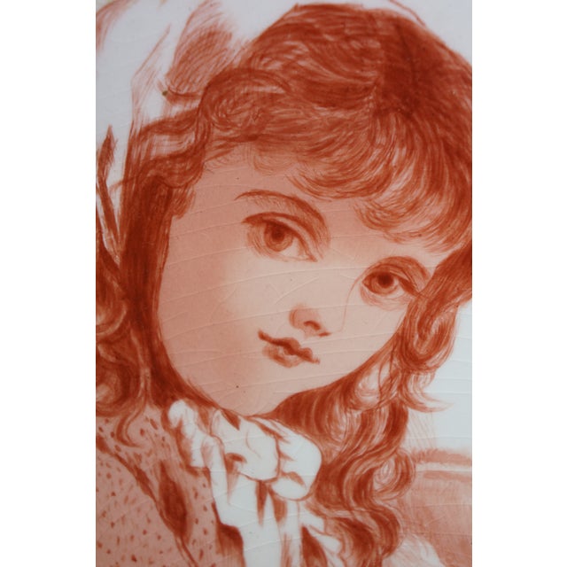 Antique 19th Century Victorian Monochrome Peasant Girls Framed Tiles 18" - Set of 2 For Sale - Image 11 of 13