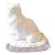Vintage Italian Terra-Cotta Two Piece Sculpture Persian White Cat on a Pillow Circa 1960s For Sale