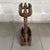 Functional and elegant solid wood floor-standing umbrella stand and cane holder with turned elements and an internal metal...