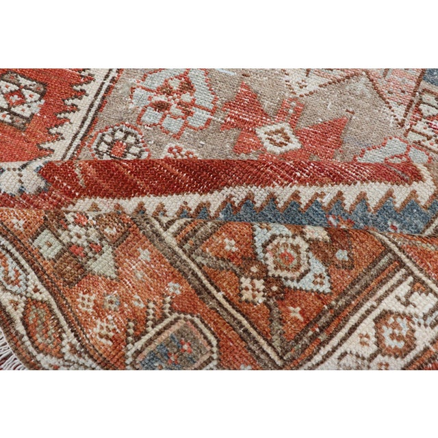 Antique Persian Hamadan Rug With Central Mihrab Motif & Earth Tones 3'10 X 7'6 For Sale - Image 11 of 12