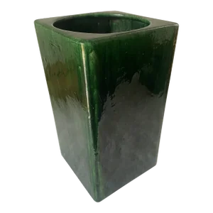 Vintage Chinese Green Glazed Square Vase