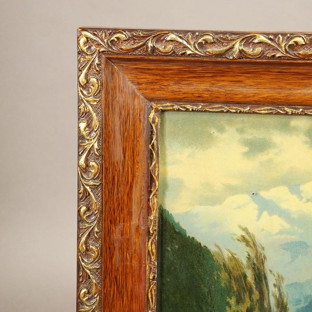 Wood Antique Oil Print With Dramatic Poacher Scene After Josef Ringeisen For Sale - Image 7 of 9