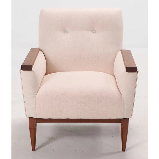 Italian Pair Italian Upholstered Lounge Chairs C1955 For Sale - Image 3 of 6
