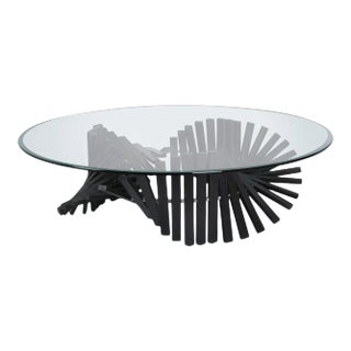 Wood and Glass Coffee Table, Dark Wenge, 51" - Remini by Oggetti For Sale