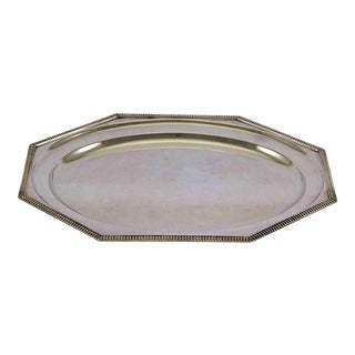 1970s Silver Octagonal Oval Platter With Gadroon Applied Border For Sale