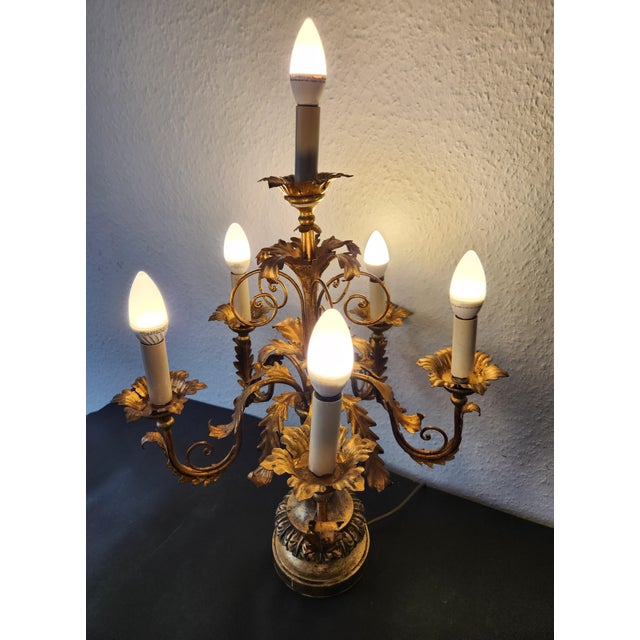 Vintage Hollywood Regency Louis XV 6-Light Florentine Floor Lamp, Italy, 1920s, Set of 2 For Sale - Image 10 of 18