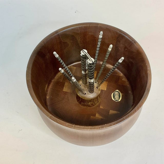 American 1970s Mid-Century Missouri Walnut Nut Bowl, Picks, Cracker - 8 Piece Set For Sale - Image 3 of 7
