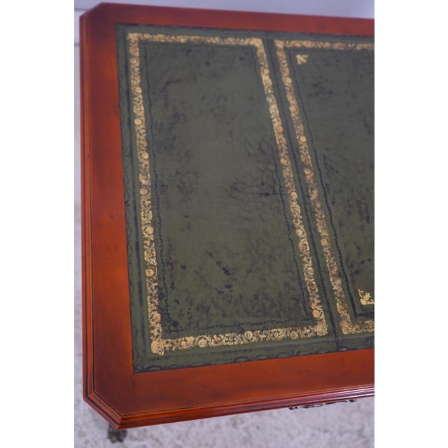 English Leather Top Yew Wood Writing Desk For Sale - Image 15 of 17