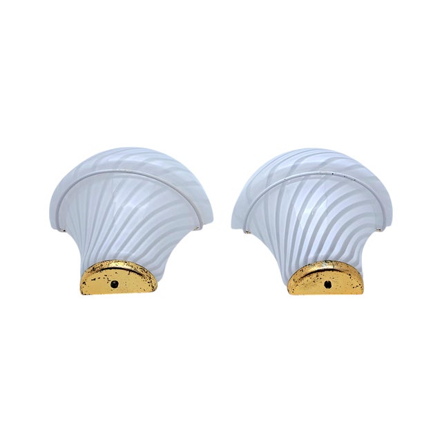 Mid-Century Modern Mushroom-Shaped Murano Glass Wall Lamps from Manifattura Di Murano, 1970s, Set of 2 For Sale - Image 3 of 14