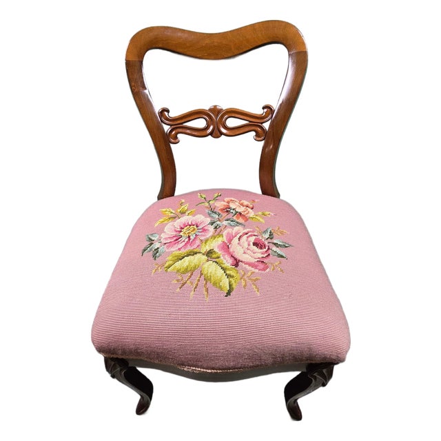 Vintage Pink Bubble Back Chair With Wooden Frame For Sale
